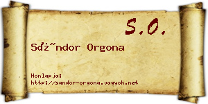 Sándor Orgona névjegykártya